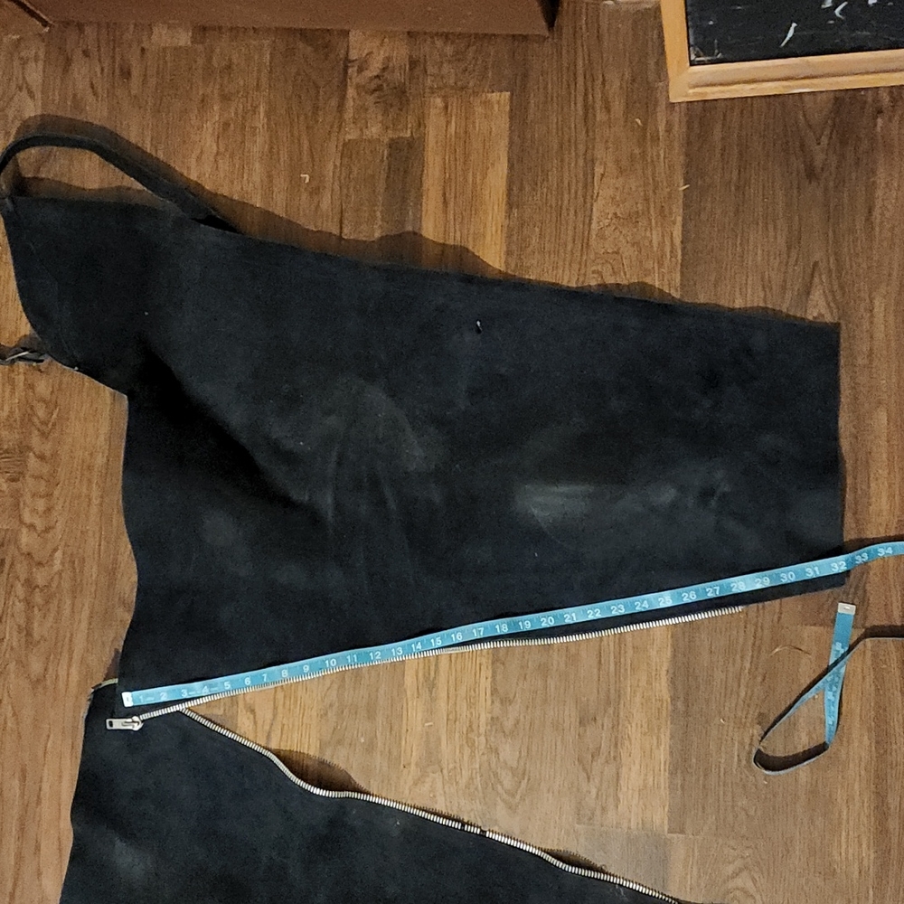 M/L Navy English Riding Chaps, grainout leather